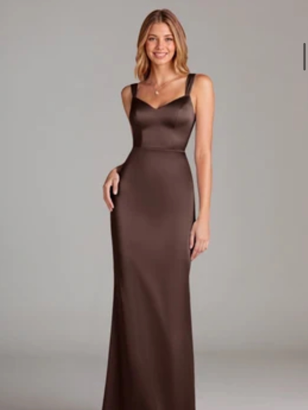 Elegant Brown Satin Evening Dress - Sleek Strap Design